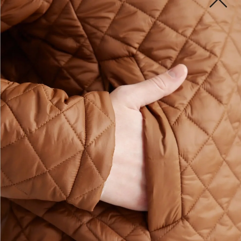 Athleta Quilted Tan Puffer Jacket - Picture 3 of 8